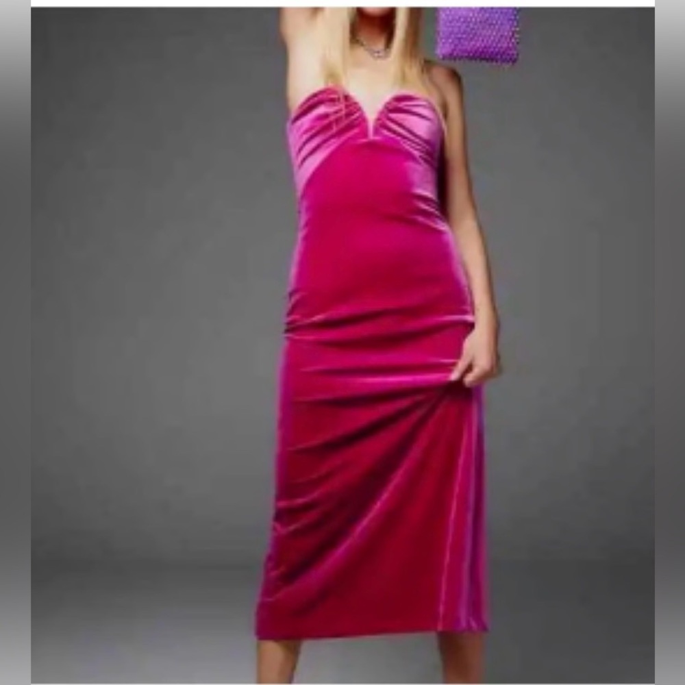 Zara Fuchsia Velvet Midi Dress